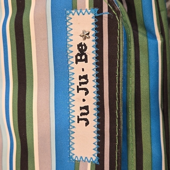 JU JU BE BETTER BEE STRIPED MESSANGER DIAPER BAG WITH CHANGING PAD. - Picture 4 of 11